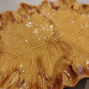 21" LG Colin Cowie Leaf Golden Yellow Server Tray Platter Dish Cook JC Penney